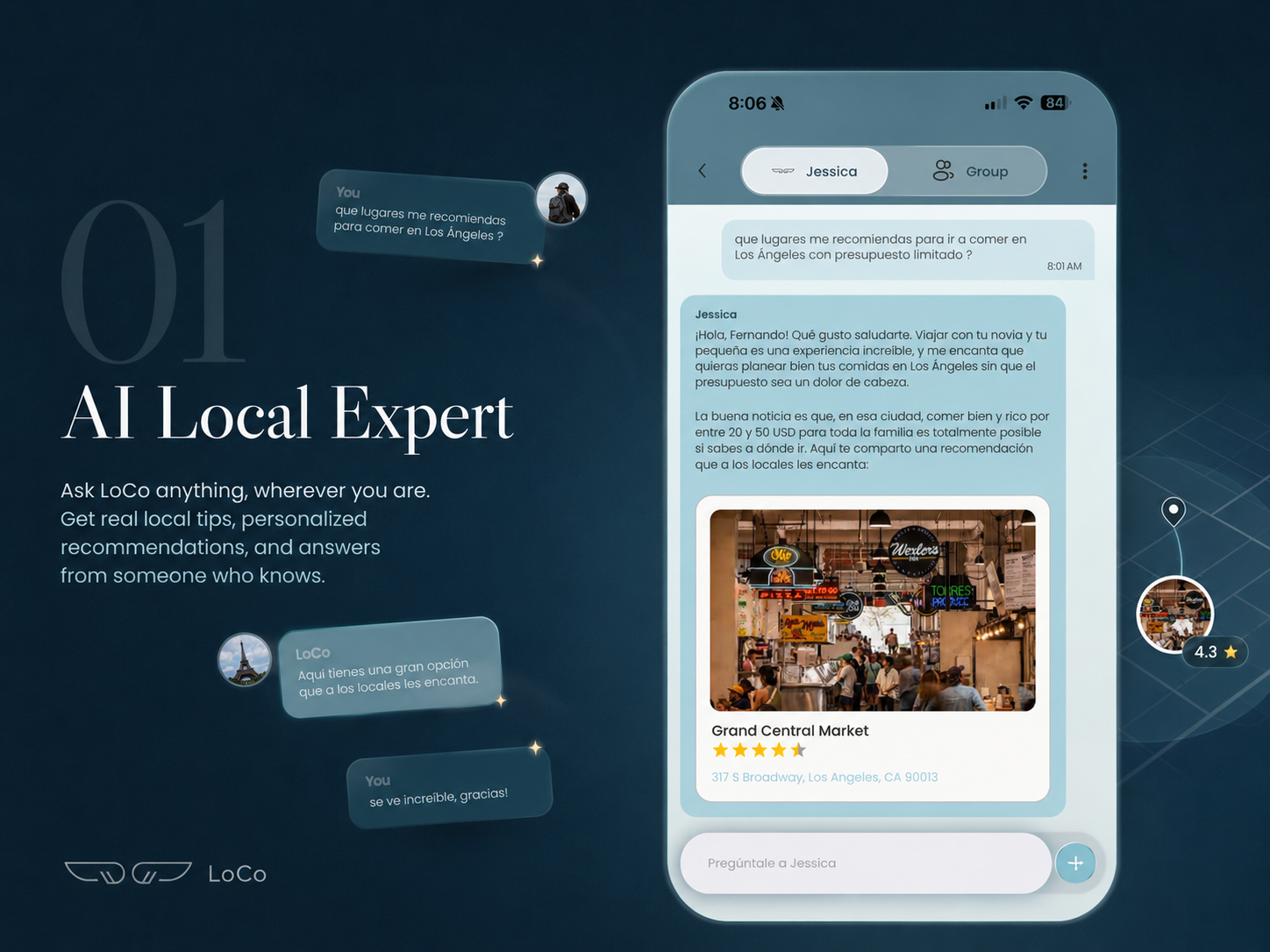 LoCo AI Local Expert providing personalized local restaurant recommendations